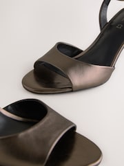 Pewter Forever Comfort® Premium Leather Peep Toe Heeled Sandals - Image 11 of 11
