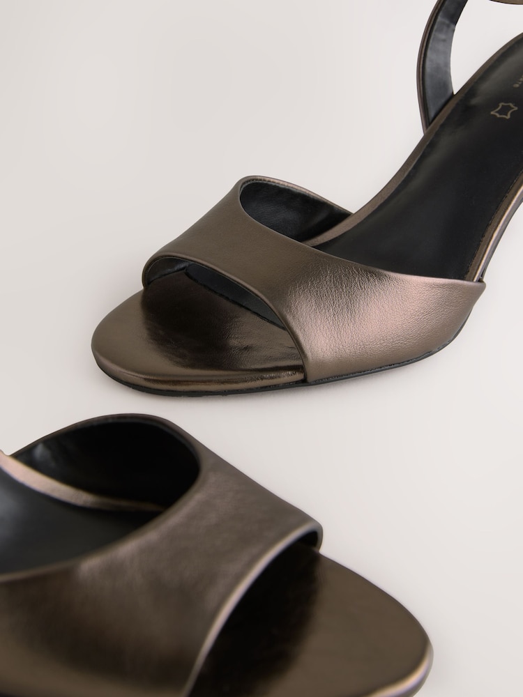 Pewter Forever Comfort® Premium Leather Peep Toe Heeled Sandals - Image 11 of 11