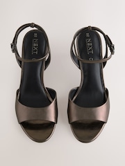 Pewter Forever Comfort® Premium Leather Peep Toe Heeled Sandals - Image 8 of 11