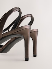 Pewter Forever Comfort® Premium Leather Peep Toe Heeled Sandals - Image 9 of 11