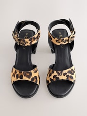 Leopard Forever Comfort® Leather Buckle Block Heel Sandals - Image 2 of 5