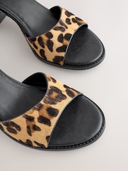 Leopard Forever Comfort® Leather Buckle Block Heel Sandals - Image 4 of 5
