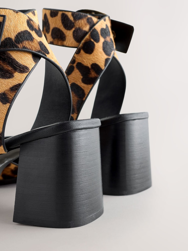 Leopard Forever Comfort® Leather Buckle Block Heel Sandals - Image 5 of 5 Leopard Forever Comfort® Leather Buckle Block Heel Sandals - Image 5 of 5
