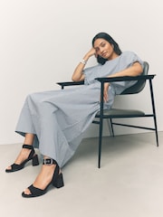 Black Forever Comfort® Leather Buckle Block Heel Sandals - Image 2 of 9