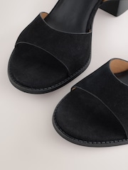 Black Forever Comfort® Leather Buckle Block Heel Sandals - Image 9 of 9