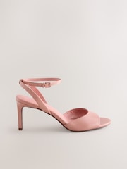 Pink Forever Comfort® Premium Leather Peep Toe Heeled Sandals - Image 1 of 9