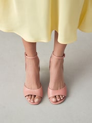 Pink Forever Comfort® Premium Leather Peep Toe Heeled Sandals - Image 2 of 9