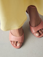 Pink Forever Comfort® Premium Leather Peep Toe Heeled Sandals - Image 4 of 9