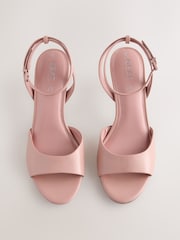 Pink Forever Comfort® Premium Leather Peep Toe Heeled Sandals - Image 6 of 9