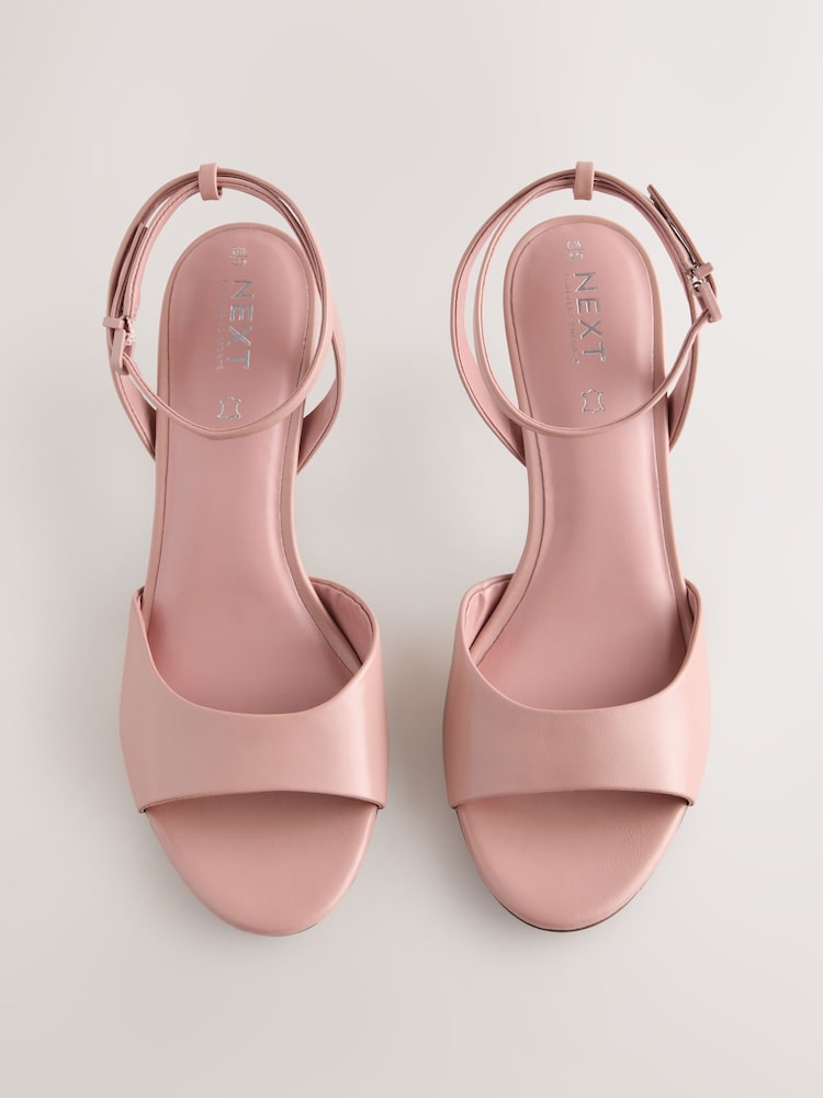 Pink Forever Comfort® Premium Leather Peep Toe Heeled Sandals - Image 6 of 9