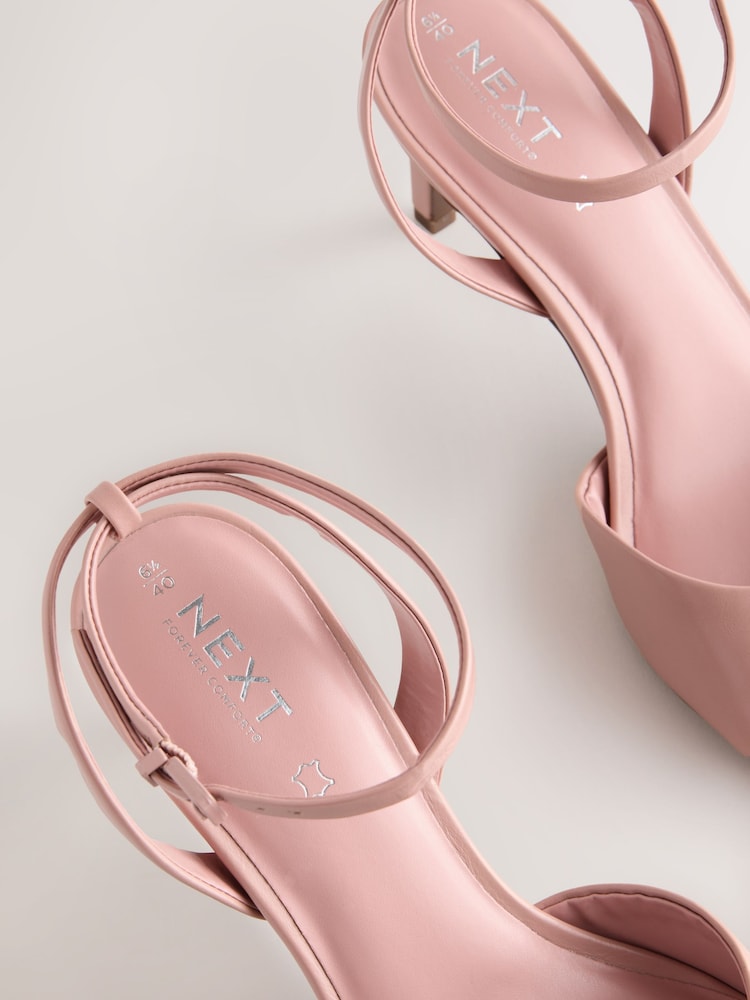 Pink Forever Comfort® Premium Leather Peep Toe Heeled Sandals - Image 9 of 9