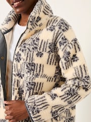 FatFace Rosie Ivory Papercut Floral Zip Through Fleece - Image 3 of 5