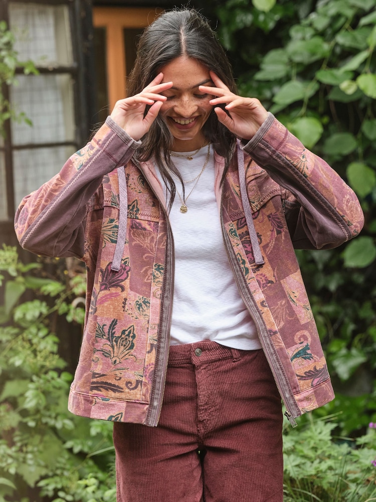 FatFace Airlie Pink Patched Chintz Zip Through Hoody - Image 1 of 1 FatFace Airlie Pink Patched Chintz Zip Through Hoody - Image 1 of 1