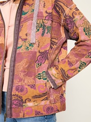 FatFace Airlie Pink Patched Chintz Zip Through Hoody - Image 5 of 6