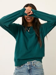 FatFace Georgia Dark Teal Blue Crew Sweatshirt - Image 3 of 5