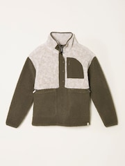 FatFace Lucy Olive Green Colour Block Fleece - Image 1 of 1