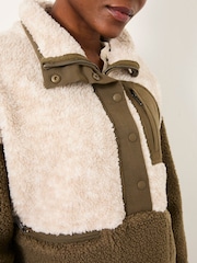 FatFace Lucy Olive Green Colour Block Fleece - Image 4 of 6
