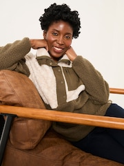 FatFace Lucy Olive Green Colour Block Fleece - Image 5 of 6