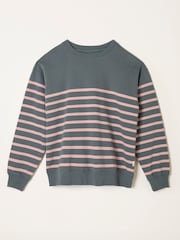 FatFace Georgia Grey/Pink Stripe Crew Sweatshirt - Image 1 of 1