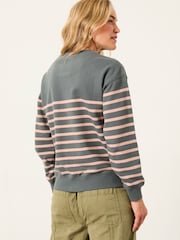 FatFace Georgia Grey/Pink Stripe Crew Sweatshirt - Image 2 of 5