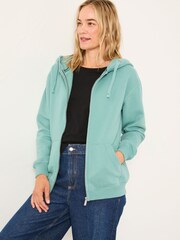 FatFace Amy Teal Blue Zip Through Hoodie - Image 1 of 6