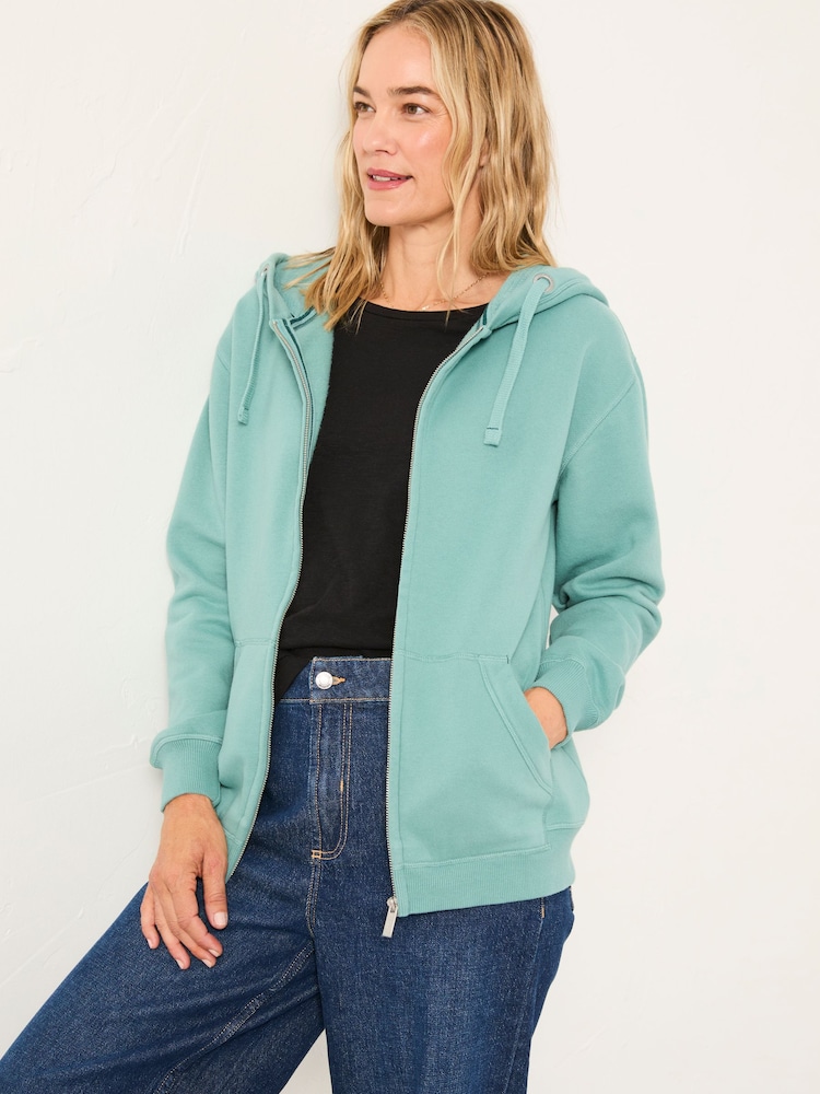 FatFace Amy Teal Blue Zip Through Hoodie - Image 1 of 6
