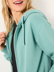 FatFace Amy Teal Blue Zip Through Hoodie - Image 3 of 6