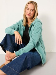 FatFace Amy Teal Blue Zip Through Hoodie - Image 5 of 6