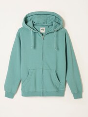 FatFace Amy Teal Blue Zip Through Hoodie - Image 6 of 6