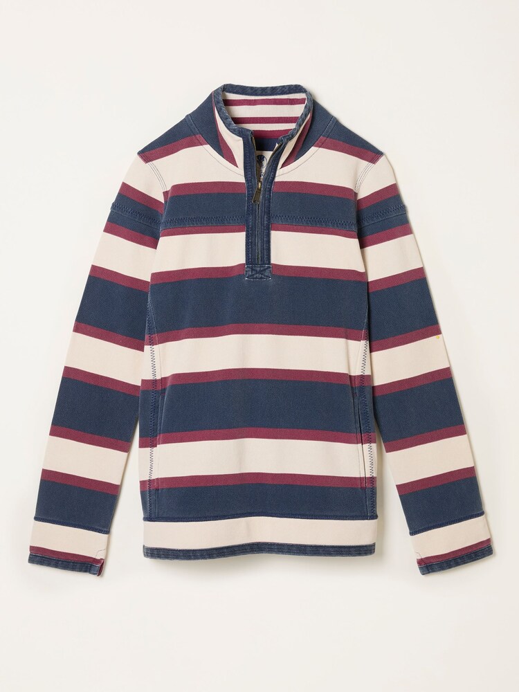 FatFace Airlie Navy Stripe Half Neck Sweat - Image 1 of 1