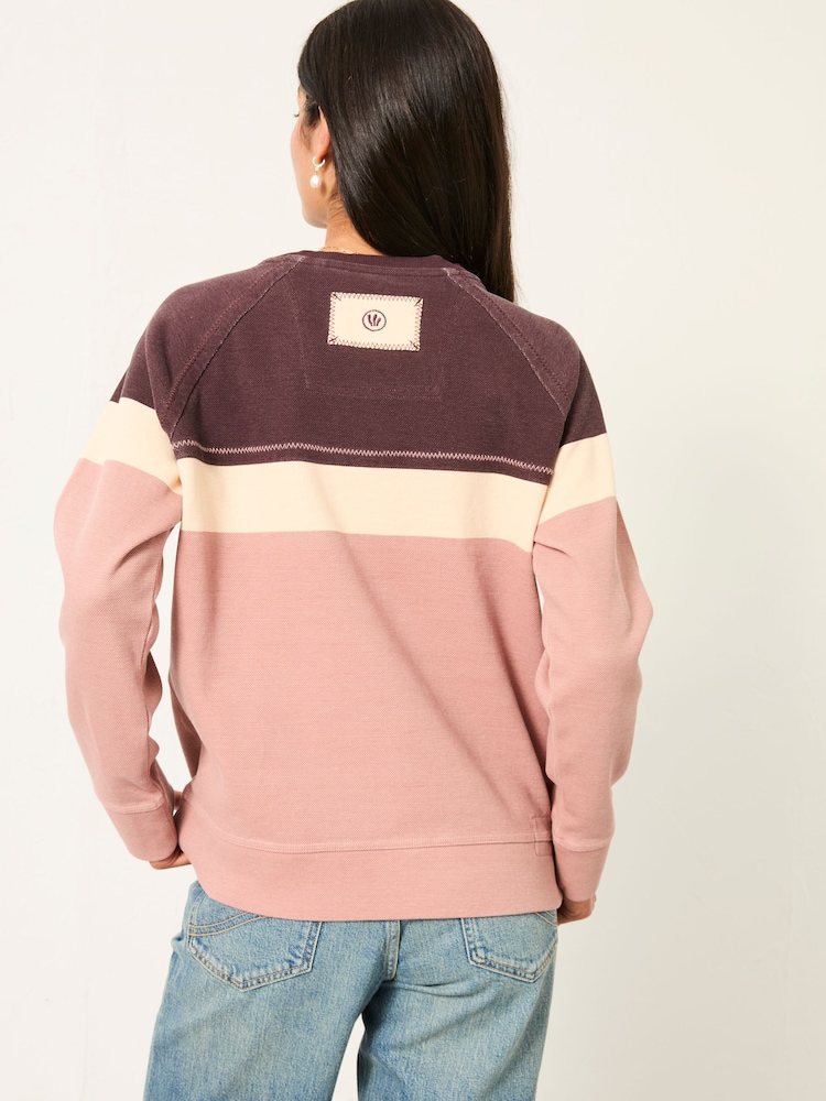 FatFace Airlie Rose Pink Stripe Crew Sweatshirt - Image 2 of 6 FatFace Airlie Rose Pink Stripe Crew Sweatshirt - Image 2 of 6