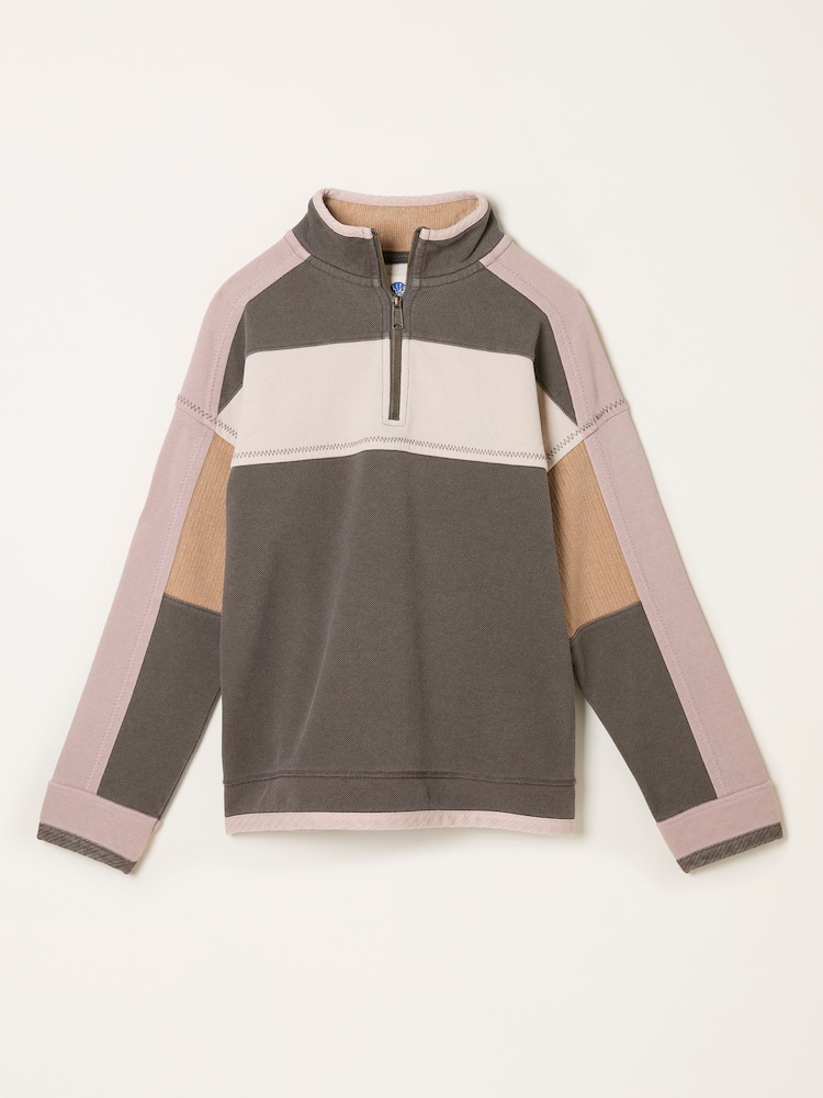 FatFace Airlie Brown Relaxed Stripe Half Neck Sweat Top - Image 6 of 6 FatFace Airlie Brown Relaxed Stripe Half Neck Sweat Top - Image 6 of 6