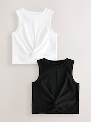 Schwarz/Weiß - Wrap Front Rib Vests 2 Pack (3-16yrs) - Image 1 of 6