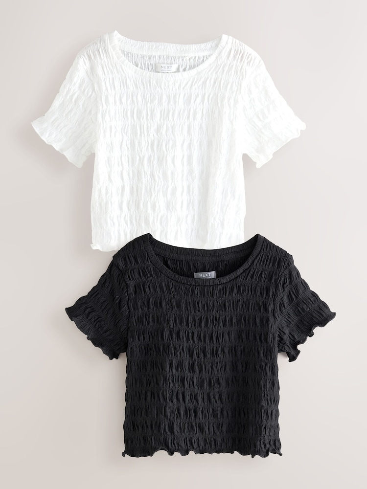 Black/White Textured T-Shirt 2 Pack (3-16yrs) - Image 1 of 7