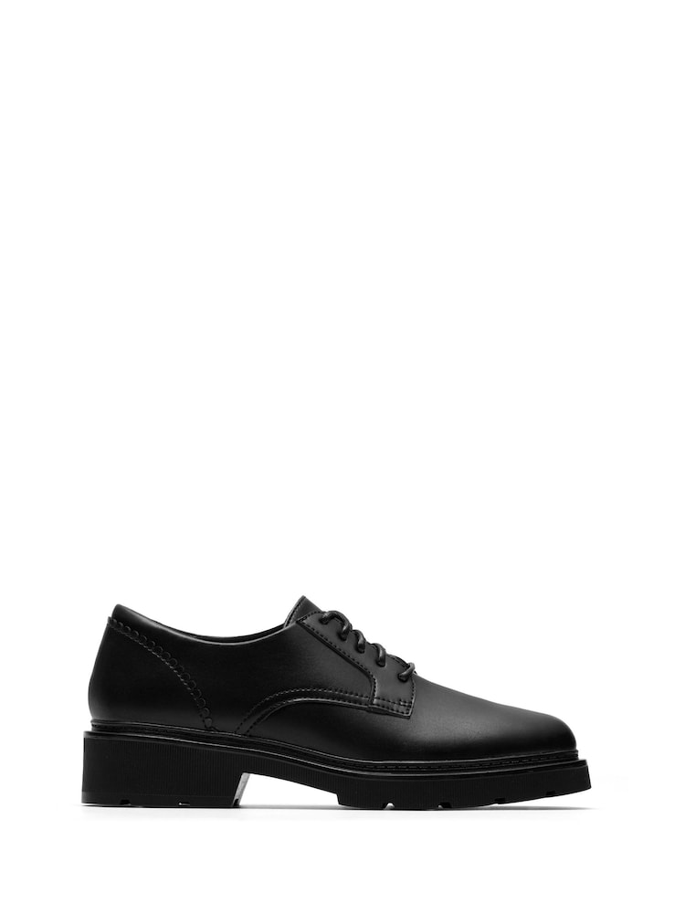Clarks Black Standard Fit (F) Leather Lauryl Lace Shoes - Image 1 of 6