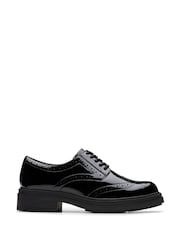 Clarks Black Patent Wide Fit (G) Leather Orinoco3 Derby Shoes - Image 1 of 6