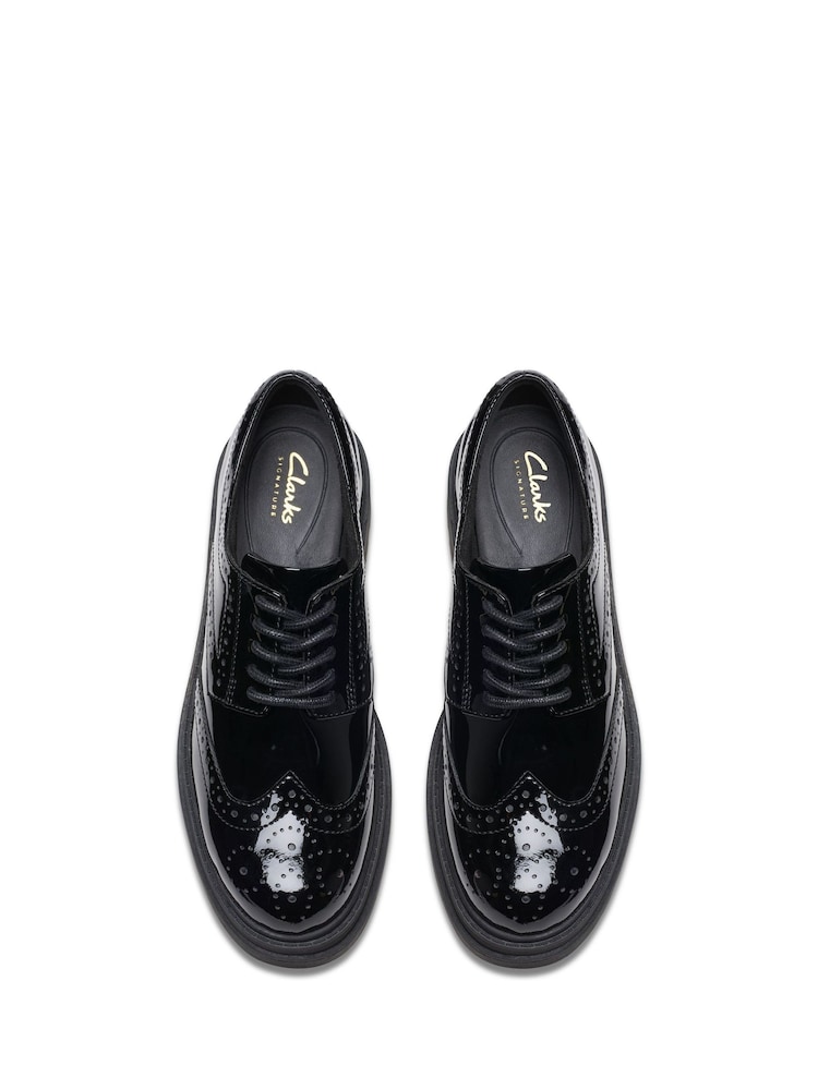 Clarks Black Patent Wide Fit (G) Leather Orinoco3 Derby Shoes - Image 6 of 6