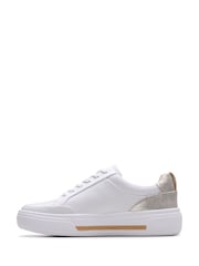 Clarks Silver Standard Fit (D) Combi Leather Hollyhock Zip Trainers - Image 2 of 6