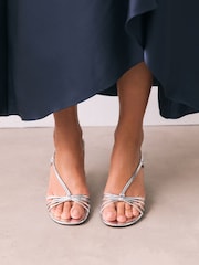 Plateado - Forever Comfort® Strappy Square Toe Heeled Sandals - Imagen 2 de 7