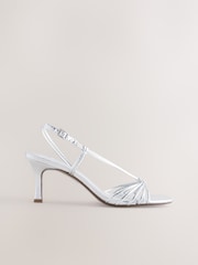 Plateado - Forever Comfort® Strappy Square Toe Heeled Sandals - Imagen 3 de 7