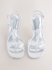 Plateado - Forever Comfort® Strappy Square Toe Heeled Sandals - Imagen 4 de 7