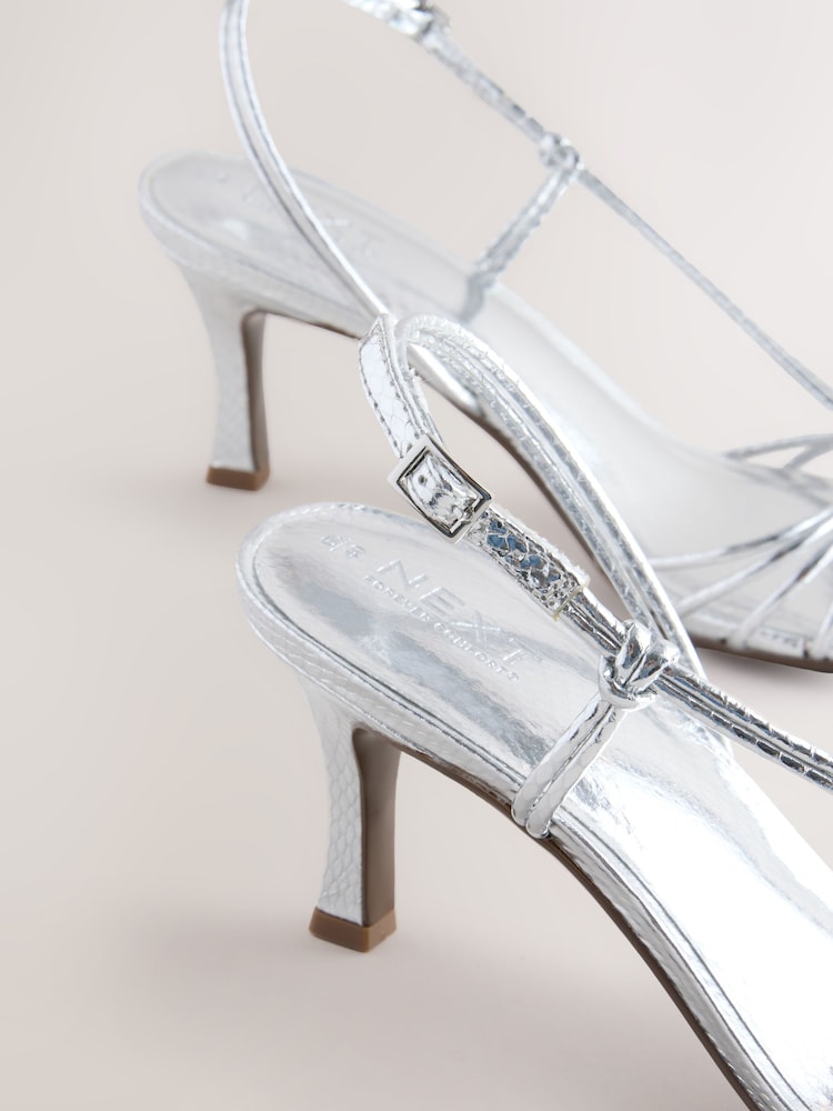 Plateado - Forever Comfort® Strappy Square Toe Heeled Sandals - Imagen 7 de 7