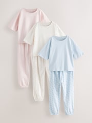 Pink/Blue Mini Print Jogger Pyjamas 3 Pack (3-16yrs) - Image 1 of 7