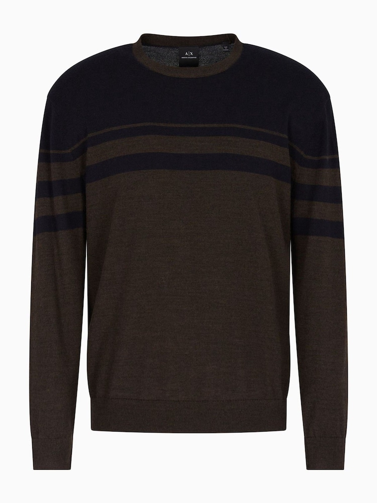 Armani Exchange Regular Fit Logo Brown Jumper - Image 1 of 1