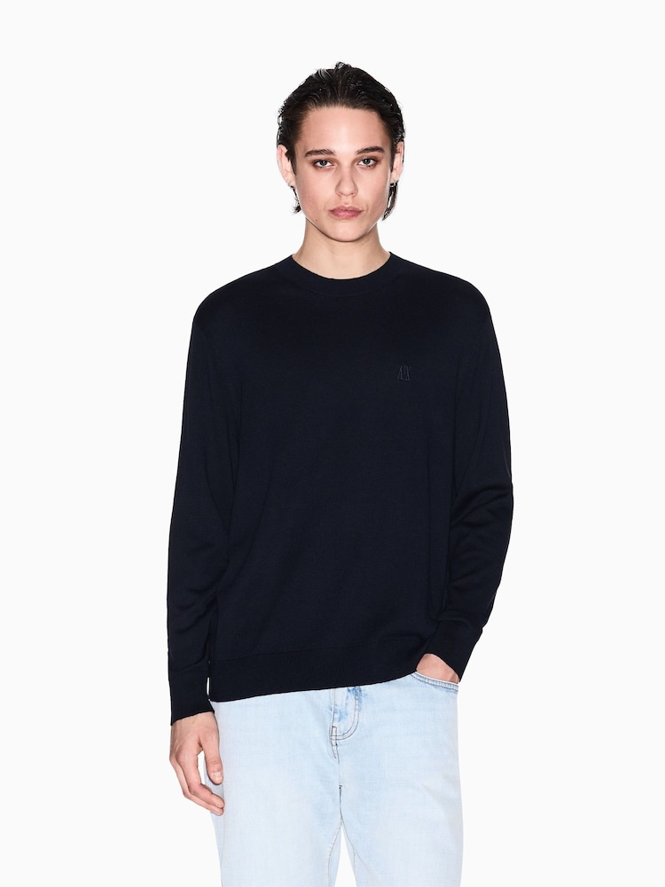 Azul - Armani Exchange Regular Fit Logo Jumper - Imagen 1 de 8