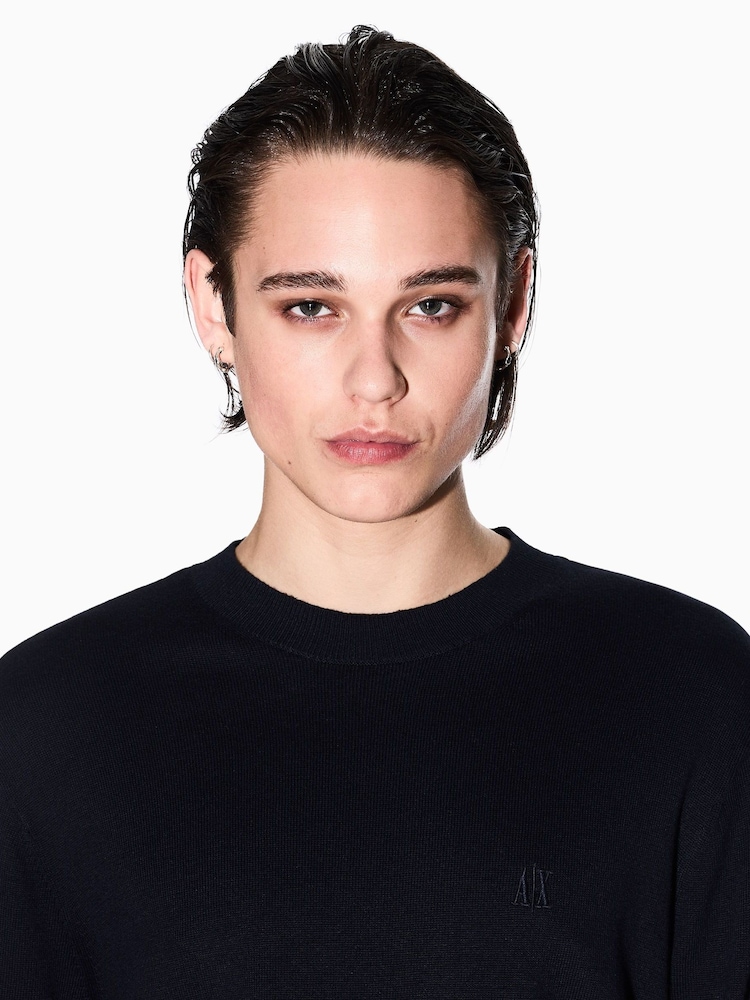 Azul - Armani Exchange Regular Fit Logo Jumper - Imagen 2 de 8