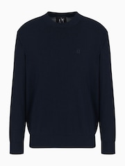 Azul - Armani Exchange Regular Fit Logo Jumper - Imagen 7 de 8