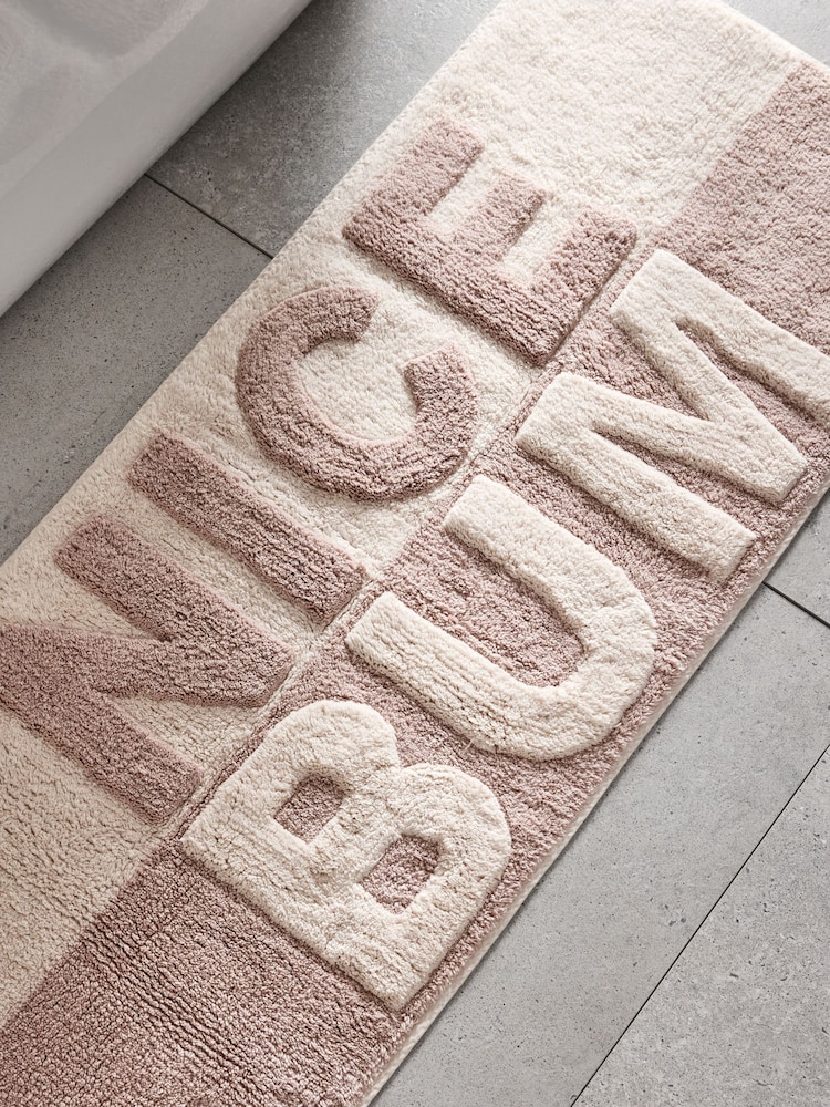 Natural Slogan Nice Bum 100% Cotton Runner Bath Mat - Image 2 of 4 Natural Slogan Nice Bum 100% Cotton Runner Bath Mat - Image 2 of 4