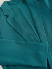 Teal Blue Twill Melange Relaxed Blazer - Image 3 of 4