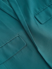 Teal Blue Twill Melange Relaxed Blazer - Image 4 of 4